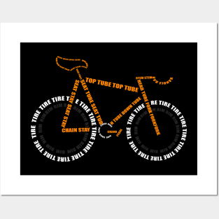 Track Bike Typography Using Bicycle Parts Posters and Art